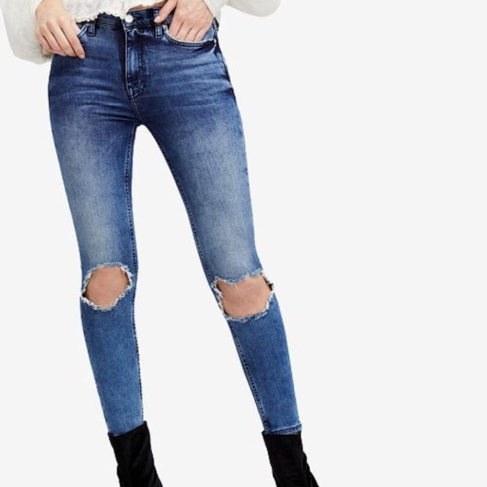 Free People Busted Knee Skinny Jeans 28R